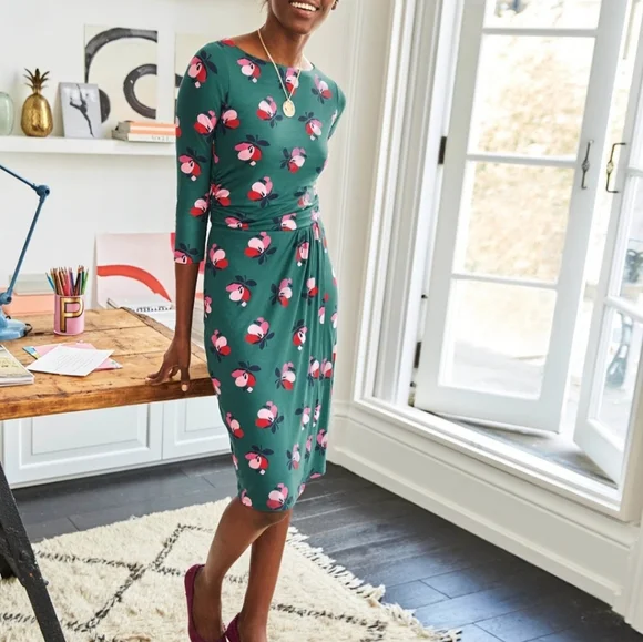 Boden | Dresses | Boden Lottie Floral Ruched Jersey Dress | Poshmark
